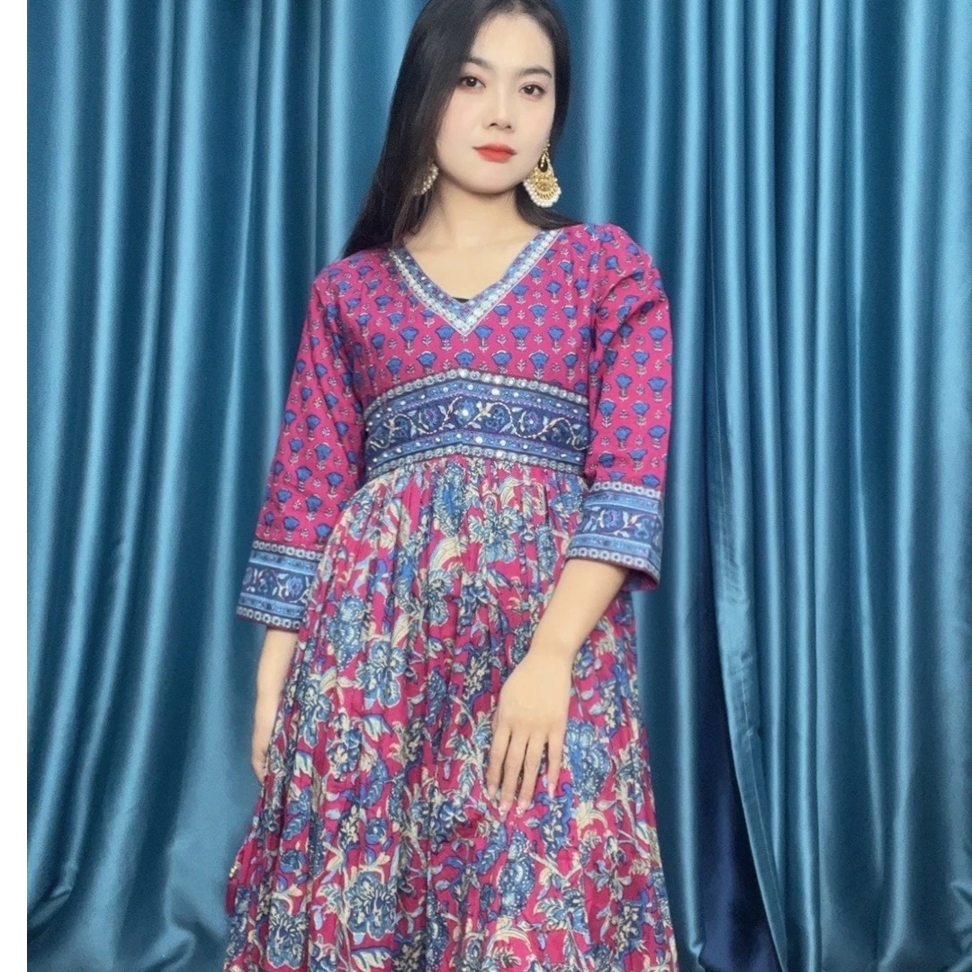 爱尚印度 进口手工刺绣纯棉连衣裙no退换直播间选颜色选尺码