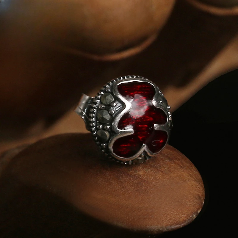 925银耳饰 moki饰品纯银耳钉暴力熊银饰做旧嘻哈痞帅男女耳饰品小