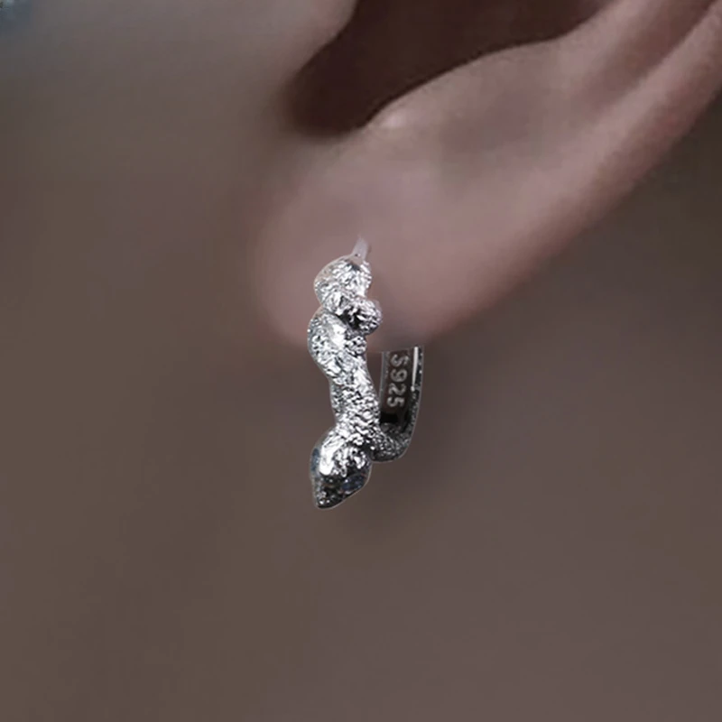 925银耳饰 moki饰品纯银耳环男女气质蛇饰品情侣银饰耳饰品INS小