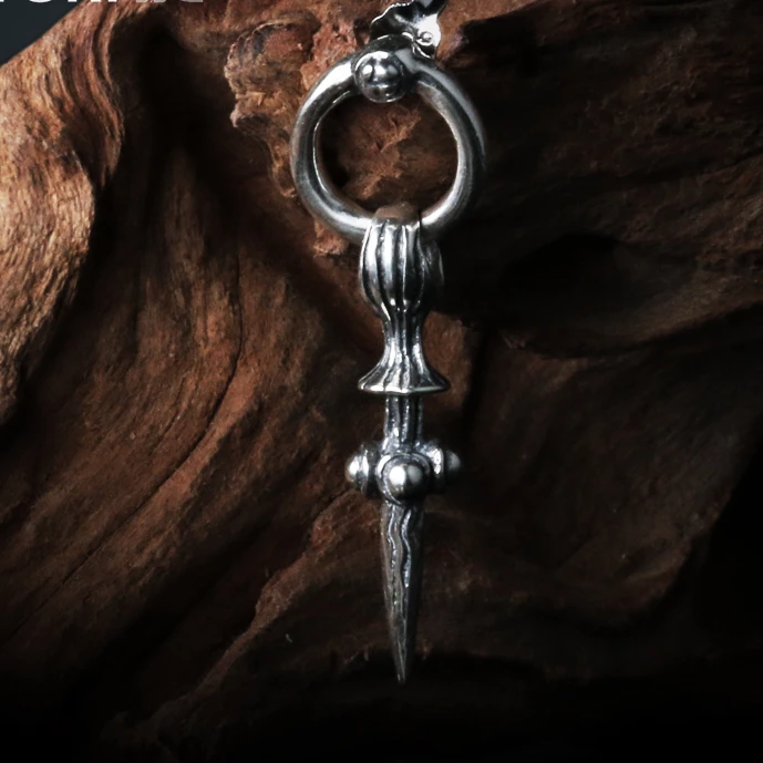 925银耳饰 moki饰品男士925纯银耳钉夸张复古耳饰品耳坠杵