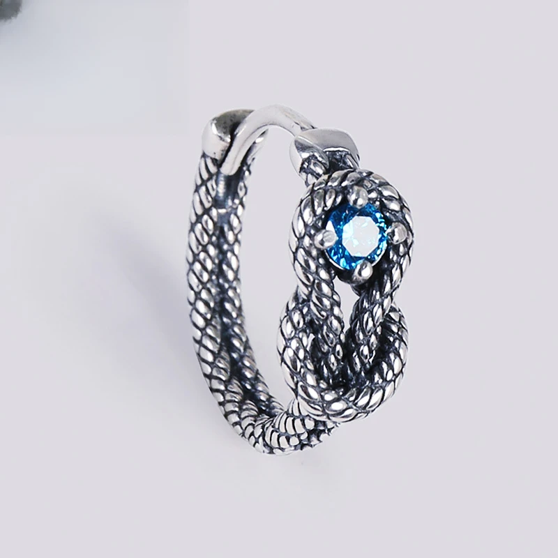 MOKI 925银耳饰 纯银耳环蛇鳞宝石气质复古男女嘻哈痞帅INS小众