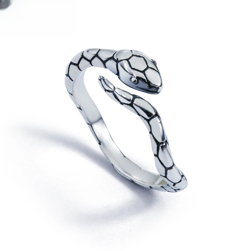 MOKI 925银戒指 个性韩版925银饰品蛇饰品银尾戒子小指戒潮男