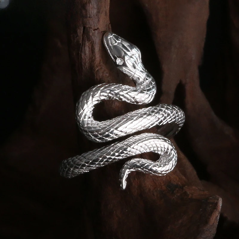 MOKI 925银戒指 男女情侣银戒指925纯银蛇饰品情人礼物INS小众