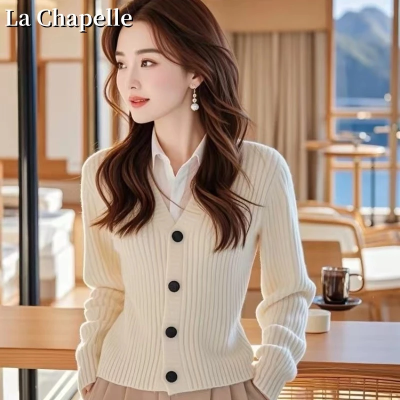 拉夏贝尔法式时尚百搭气质针织衫上衣女秋冬高级感内搭小香风毛衣