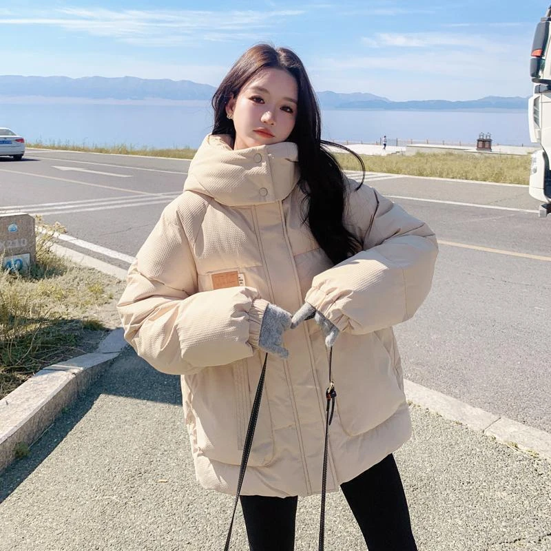 波司登华夫格羽绒棉服女冬季2023新款韩系设计感连帽加厚保暖棉衣