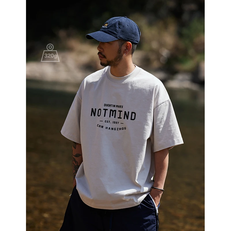 Quentin Marx日系男士重磅纯棉短袖T恤户外休闲宽松潮牌半袖夏季