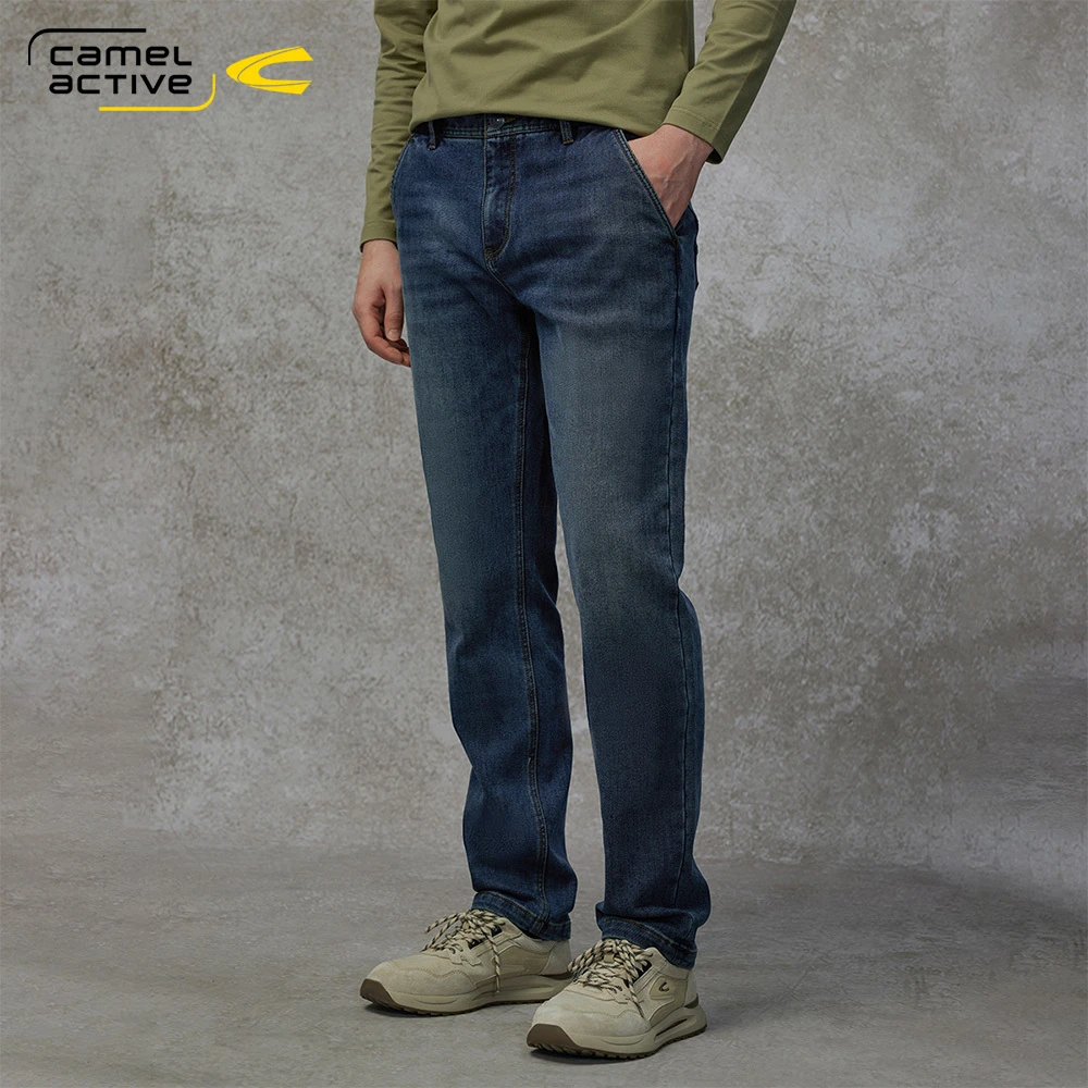 德国骆驼动感男装2025冬季新款时尚复古水洗牛仔裤男百搭休闲长裤