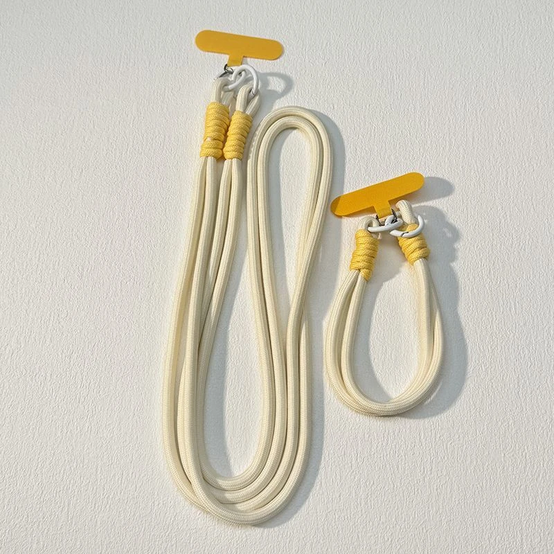 斜跨绳潮流多巴胺纯色手工编织手机壳挂绳短款相机挂脖长绳可背女