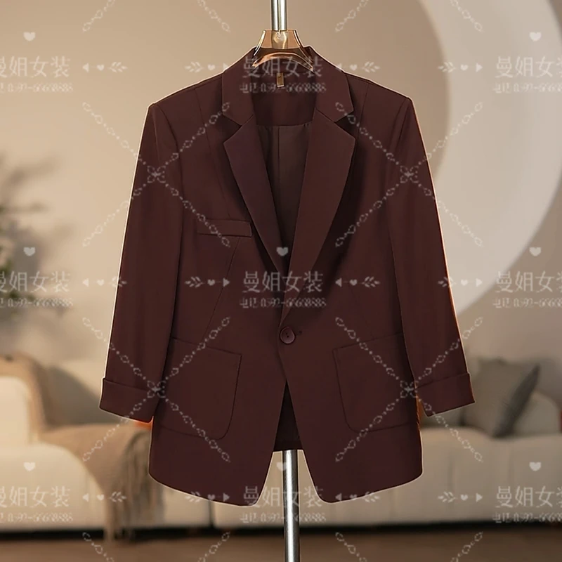 【曼姐定制】西装外套女秋季时尚休闲气质显瘦九分袖西服外套2433