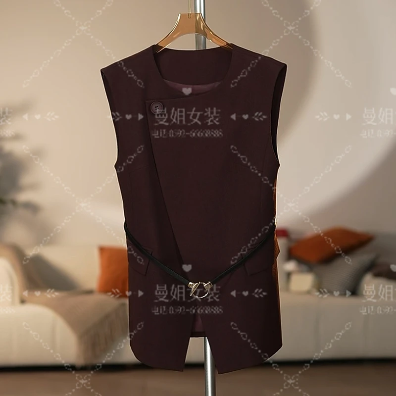 【专属定制】马夹外套女秋季新款时尚休闲收腰无袖外穿女士马甲2441