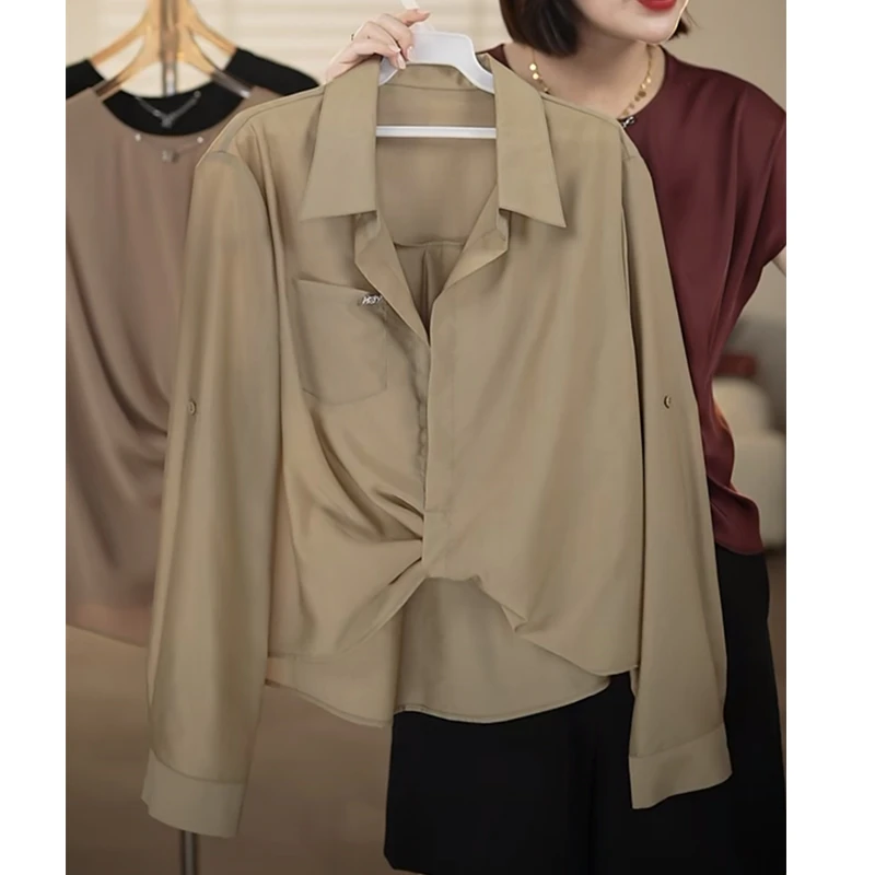 【曼姐定制】衬衫女长袖夏季休闲百搭洋气气质衬衣小衫上衣 2419