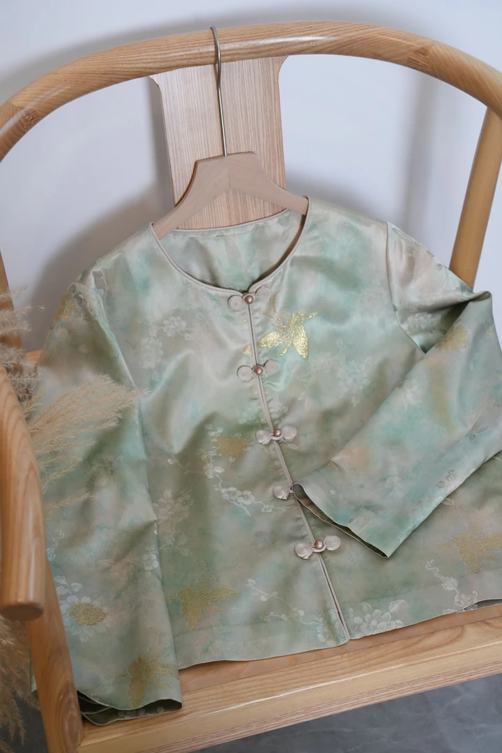 【翠微】100桑蚕丝新中式外套 国风圆领汉服· 24W0206