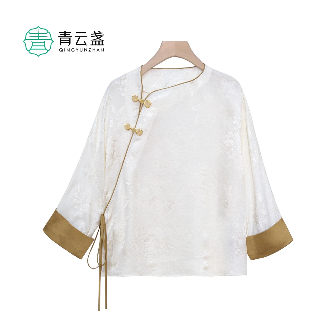 【夏季最后一场】【水云间】100桑蚕丝花萝国风衬衫 中式上衣 23S0086