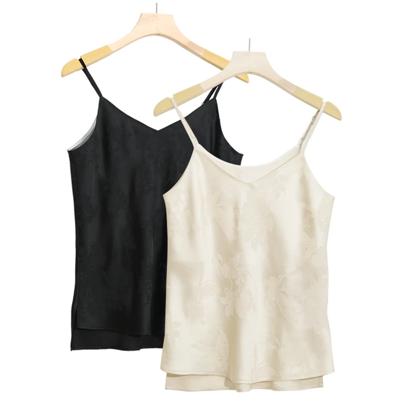 【浮梦】桑蚕丝吊带肩带可调节背心 百搭女士打底·依山锦 23D0005