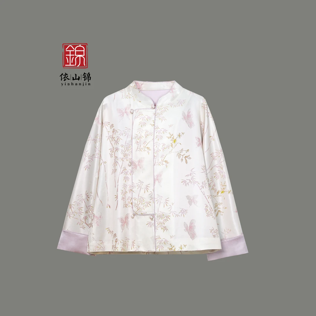 【私语】100桑蚕丝国风短外套新中式长袖上衣·23S0114-2