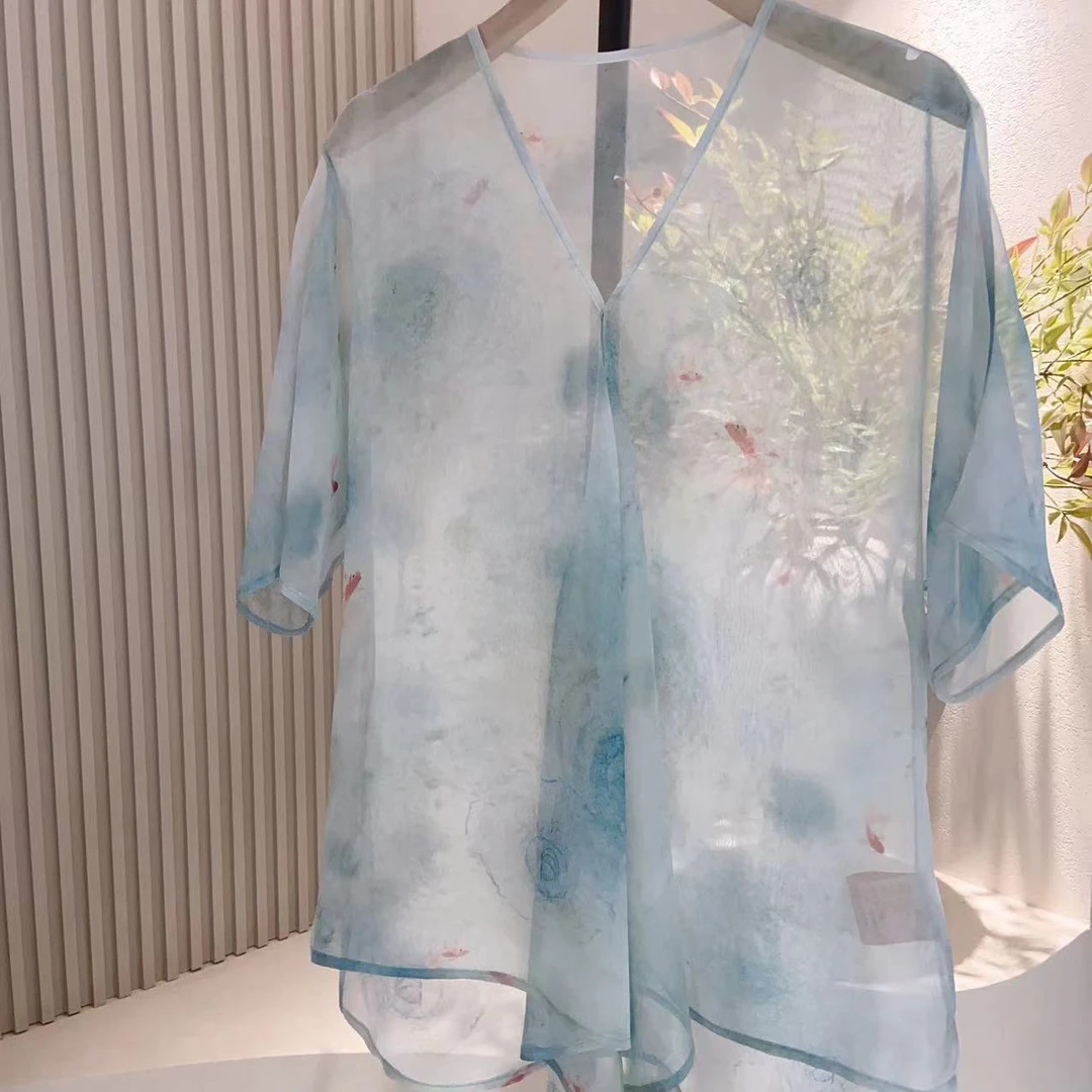 【最后一场！】【雾染 】100桑蚕丝新中式香云纱云肩上衣外套24S0201-2