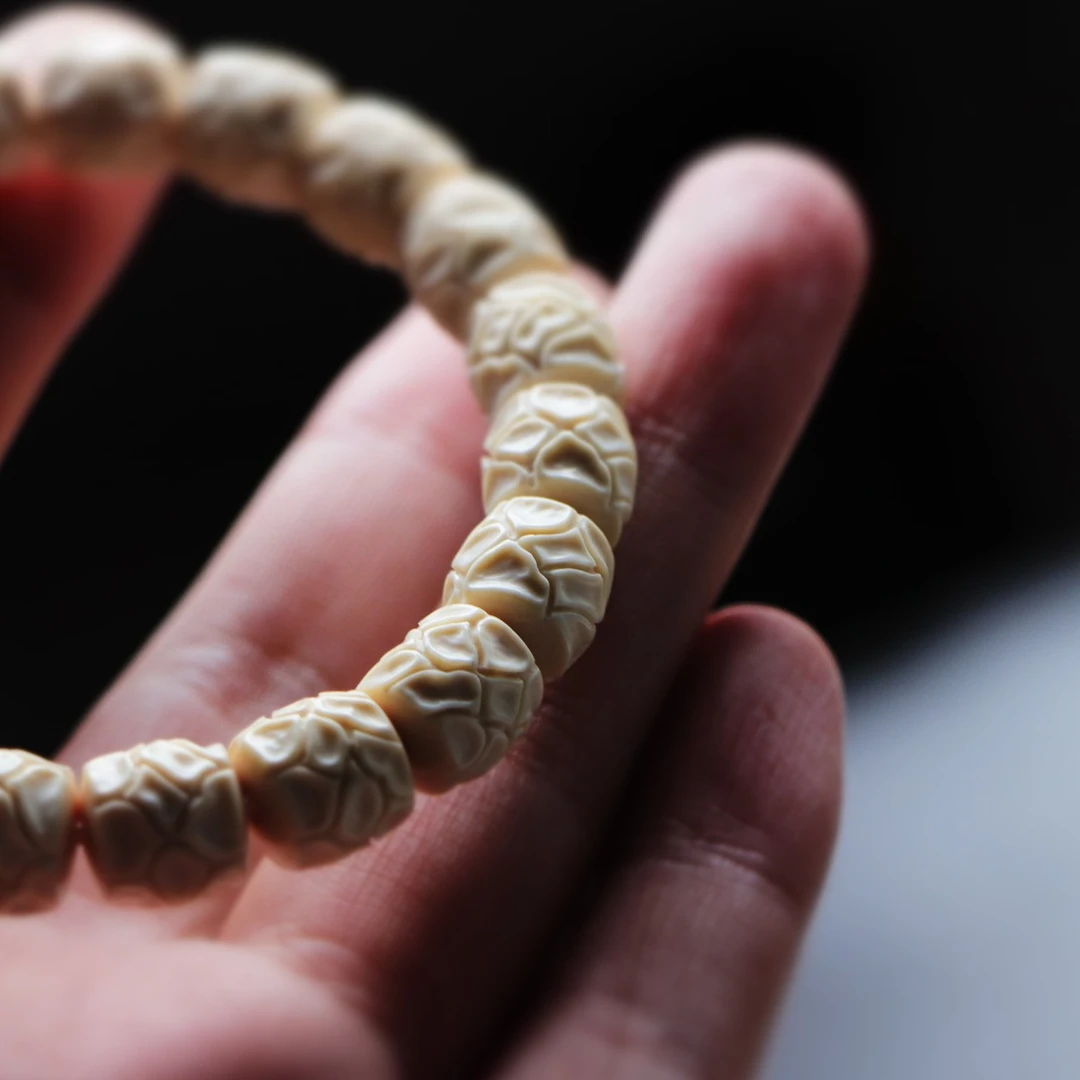 和顺斋雅藏猛犸象牙猛犸牙老型直切酒桶牙芯手工珠子玄武甲散珠