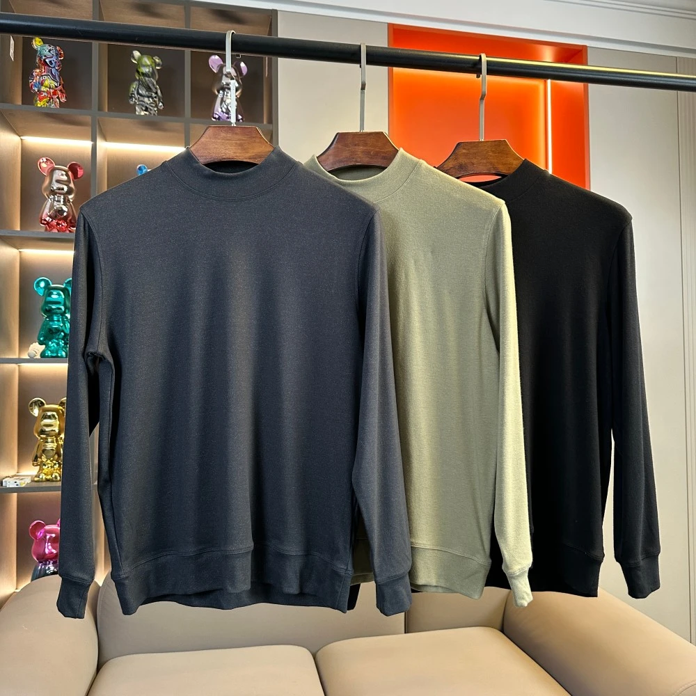 LP106男士秋款半高领纯色百搭保暖长袖针织打底上衣