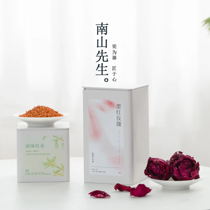 柒造墨红玫瑰&浦城桂花精选重瓣红玫瑰冻干干花泡水入茶高级茶叶