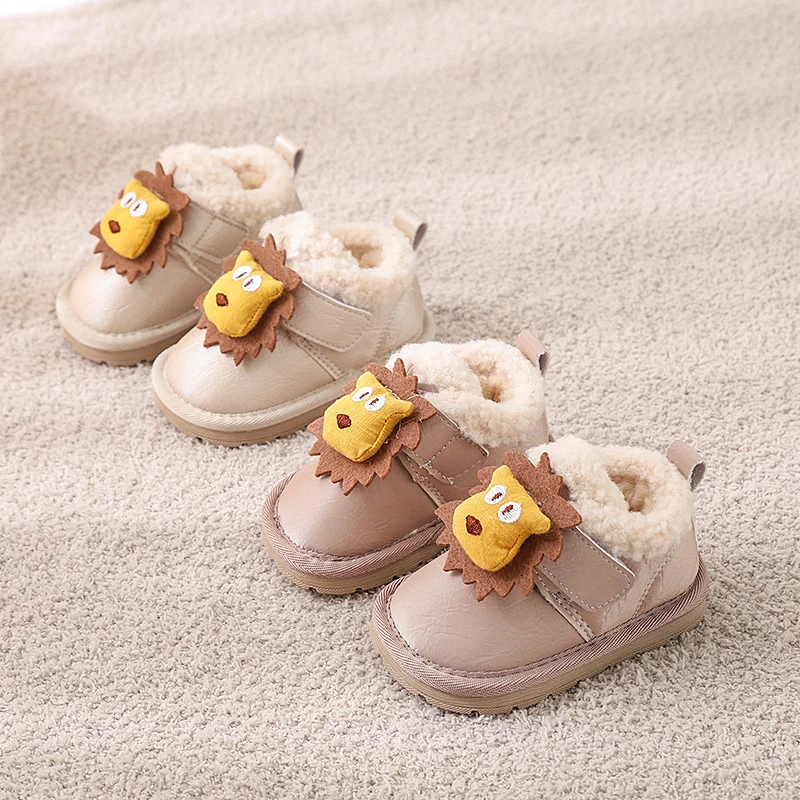17-27码可爱小狮子宝宝雪地靴加厚保暖棉鞋软底软面宝宝鞋