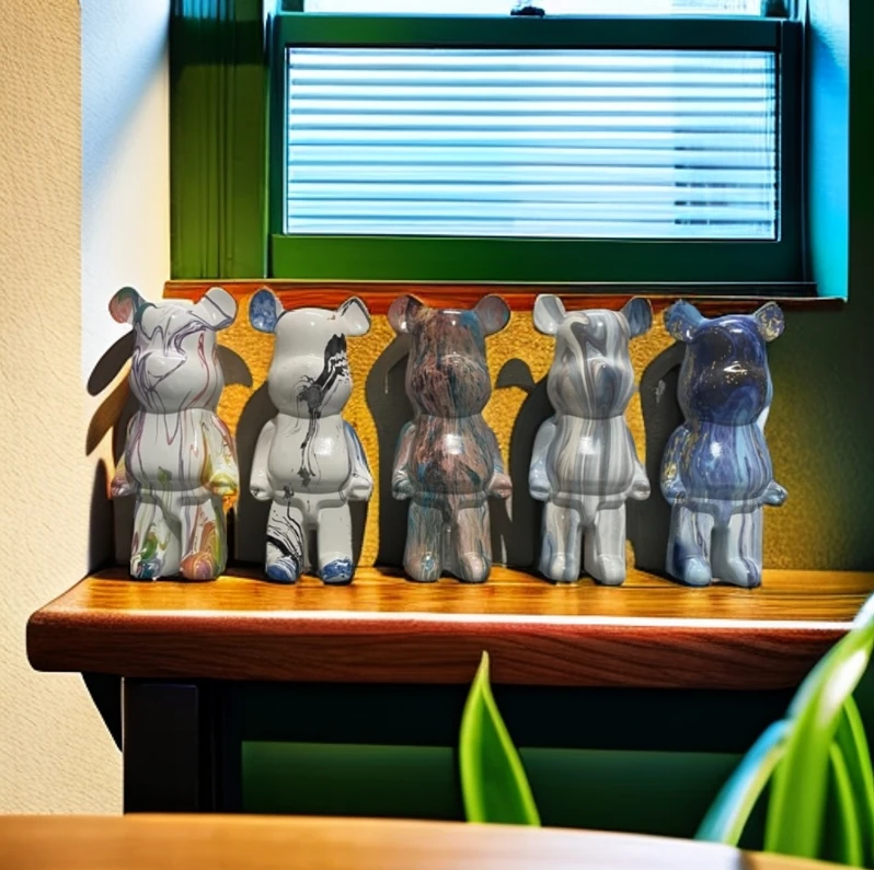 28厘米水转印陶瓷网红熊存钱罐可存不可取摆件网红电视柜装饰品