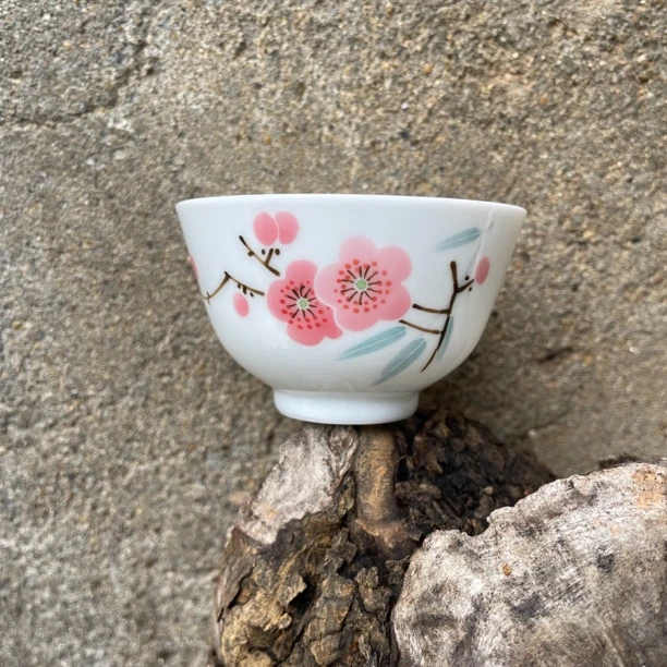 景德镇高温陶瓷手工手绘翠竹红梅主人杯茶碗茶杯福利价