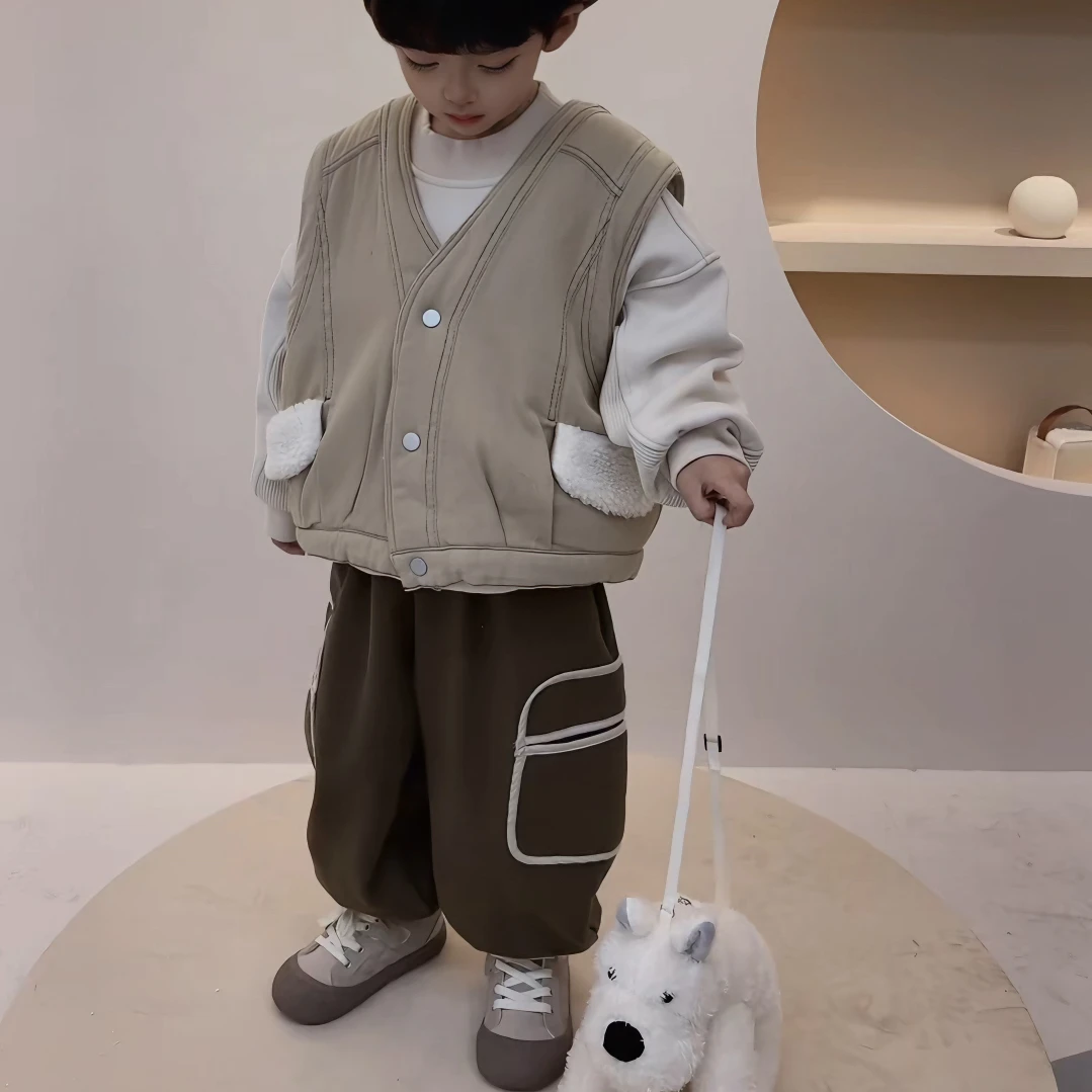 【向子】【现货】冬季新款韩版潮流休闲加绒裤子JXZ0058-DK2