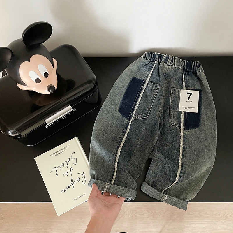 【小向子】秋装儿童韩版潮流复古数字牛仔休闲裤子AD0040-Th3