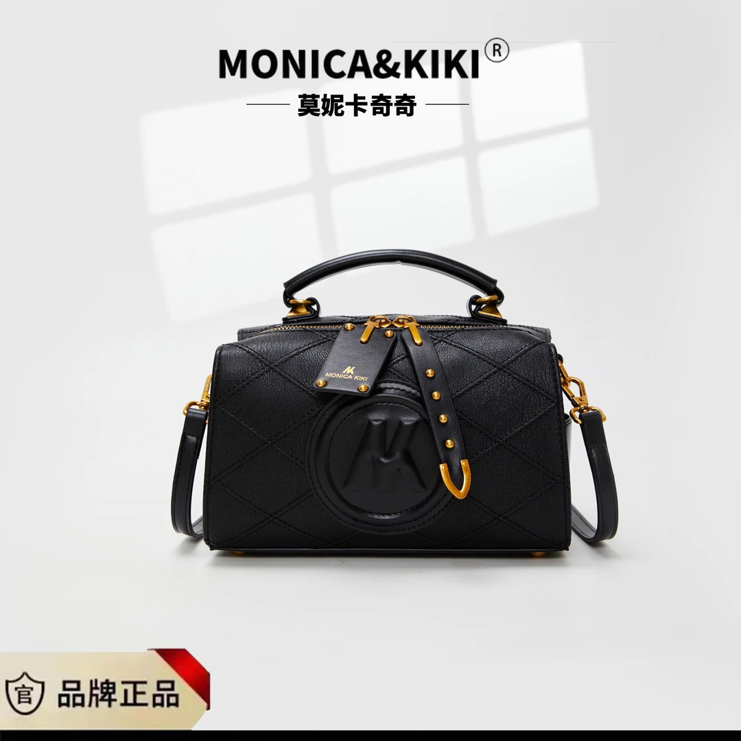 MONIKA/复古枕头包（5695）百搭女士黑色经典波士顿单肩