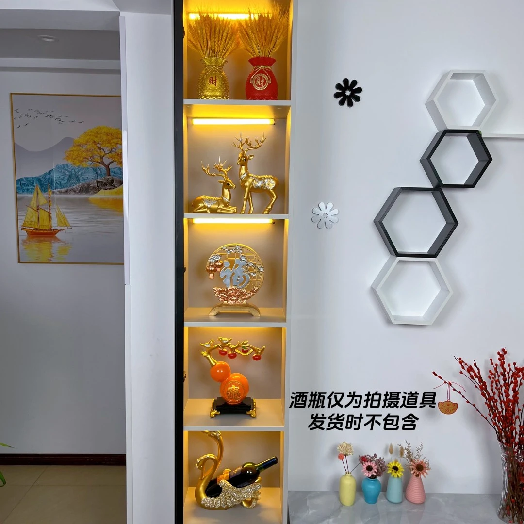 轻奢现代简约高档网红新中式电视柜酒柜玄关工艺品装饰品金色摆件