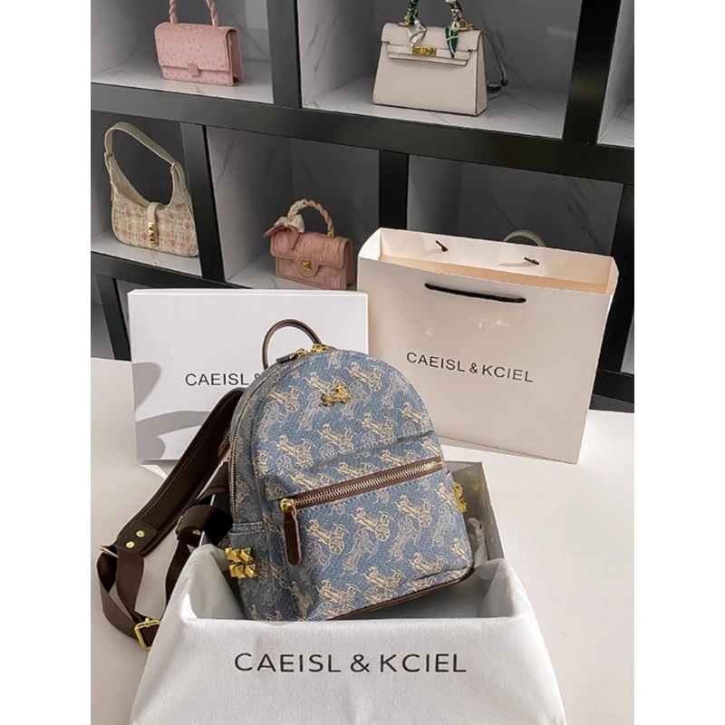 CAEISL&KCIEL官网小&ck2025新款女包小众原创设计时尚印花双肩包