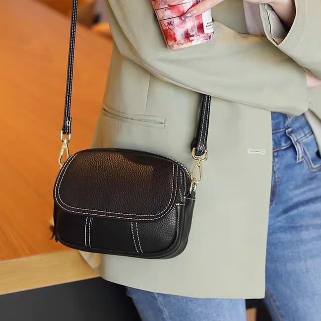 【头层牛皮】真皮女包单肩斜挎包670