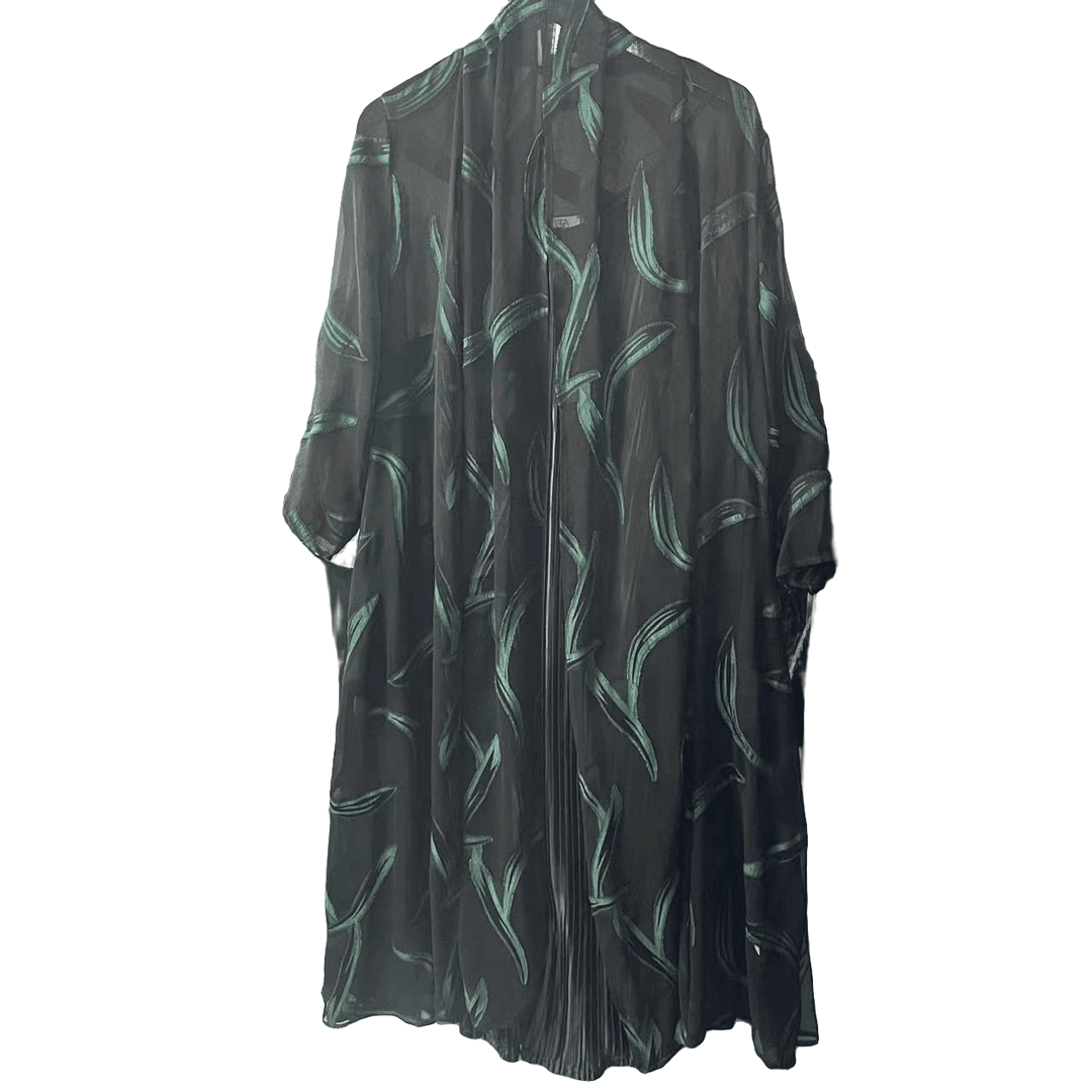 W23122-4新款黑色拼绿条设计师款时尚外披