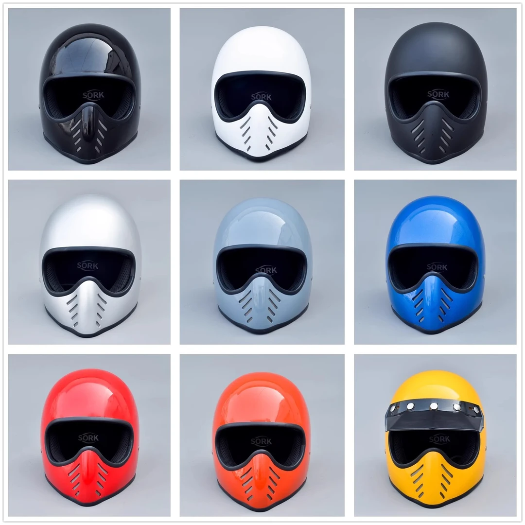 3C麦肯斯尖嘴复古机车网红巡航全盔小盔体电动车全覆式四季头盔