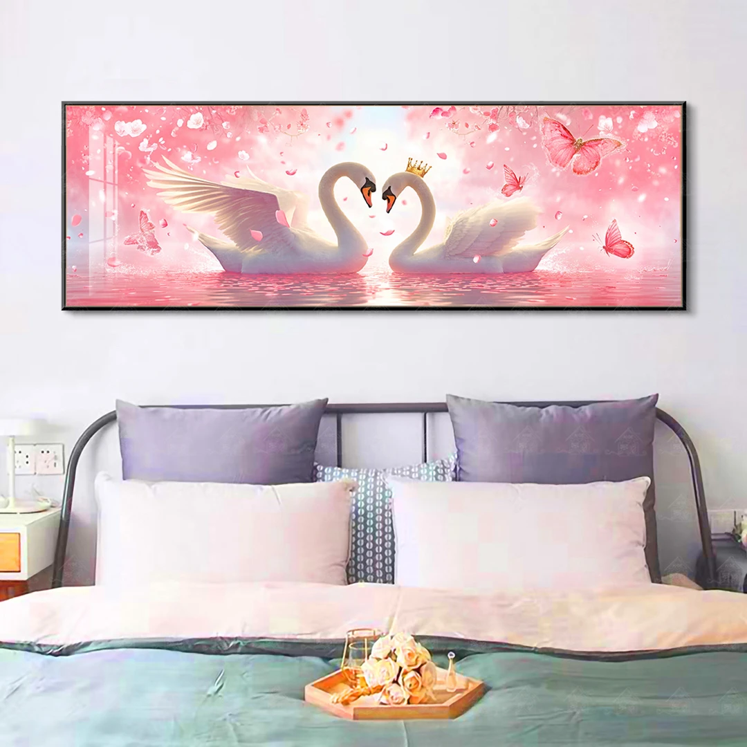 【进口棉布】十字绣爱阁情侣天鹅新款简约温馨浪漫卧室装饰手工绣