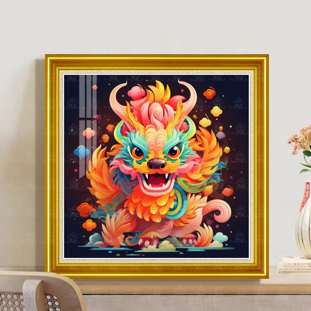 十字绣爱阁 龙 中式龙年大吉新款国风客厅玄关装饰手工线绣