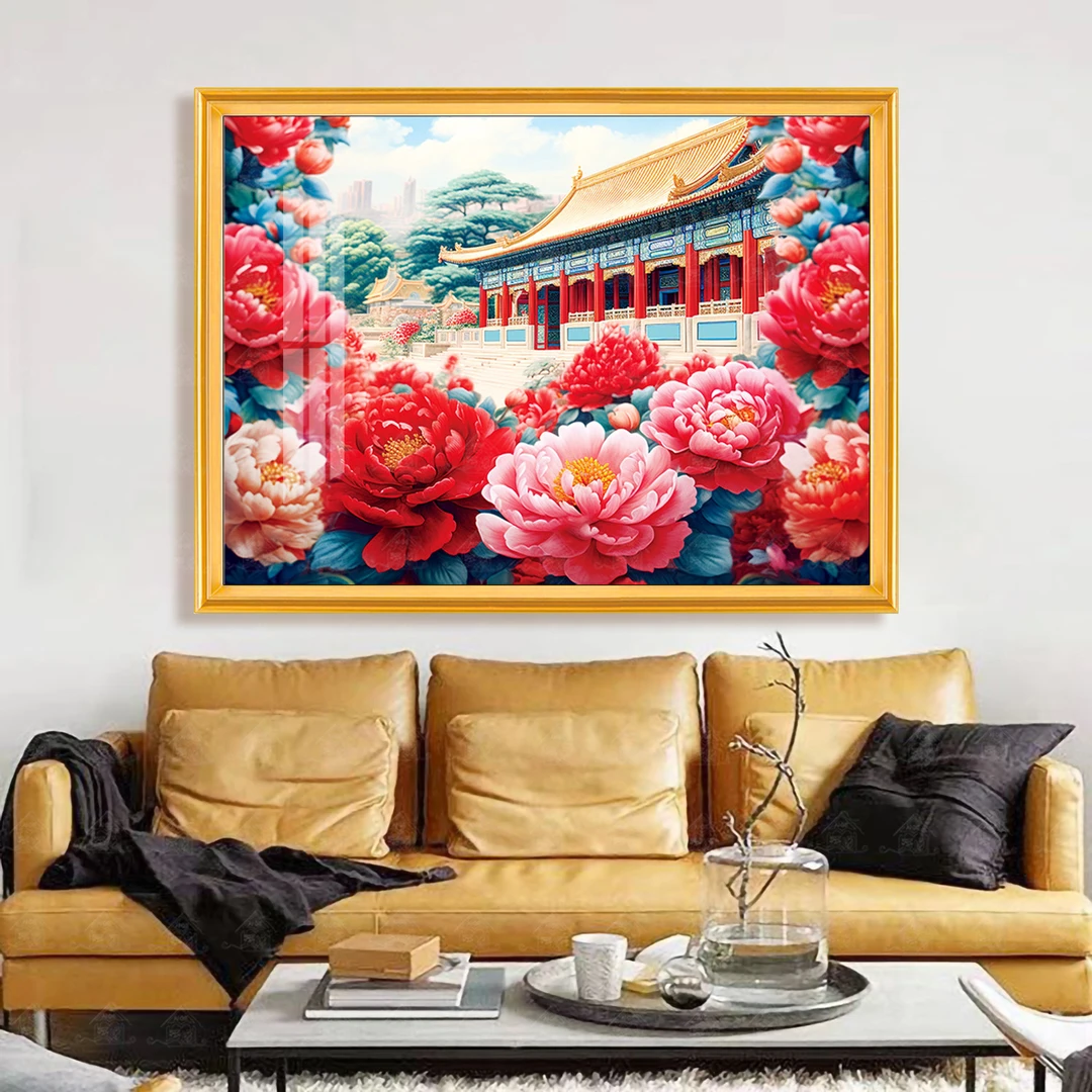 十字绣爱阁 繁荣昌盛 新款简约唯美中国风景客厅装饰画手工线绣