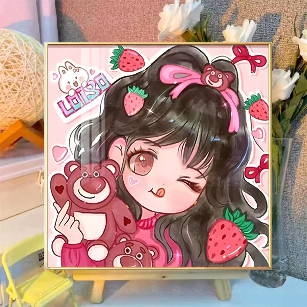 十字绣爱阁 草莓熊女孩 2023新款可爱卡通简约手工线绣治愈自己绣