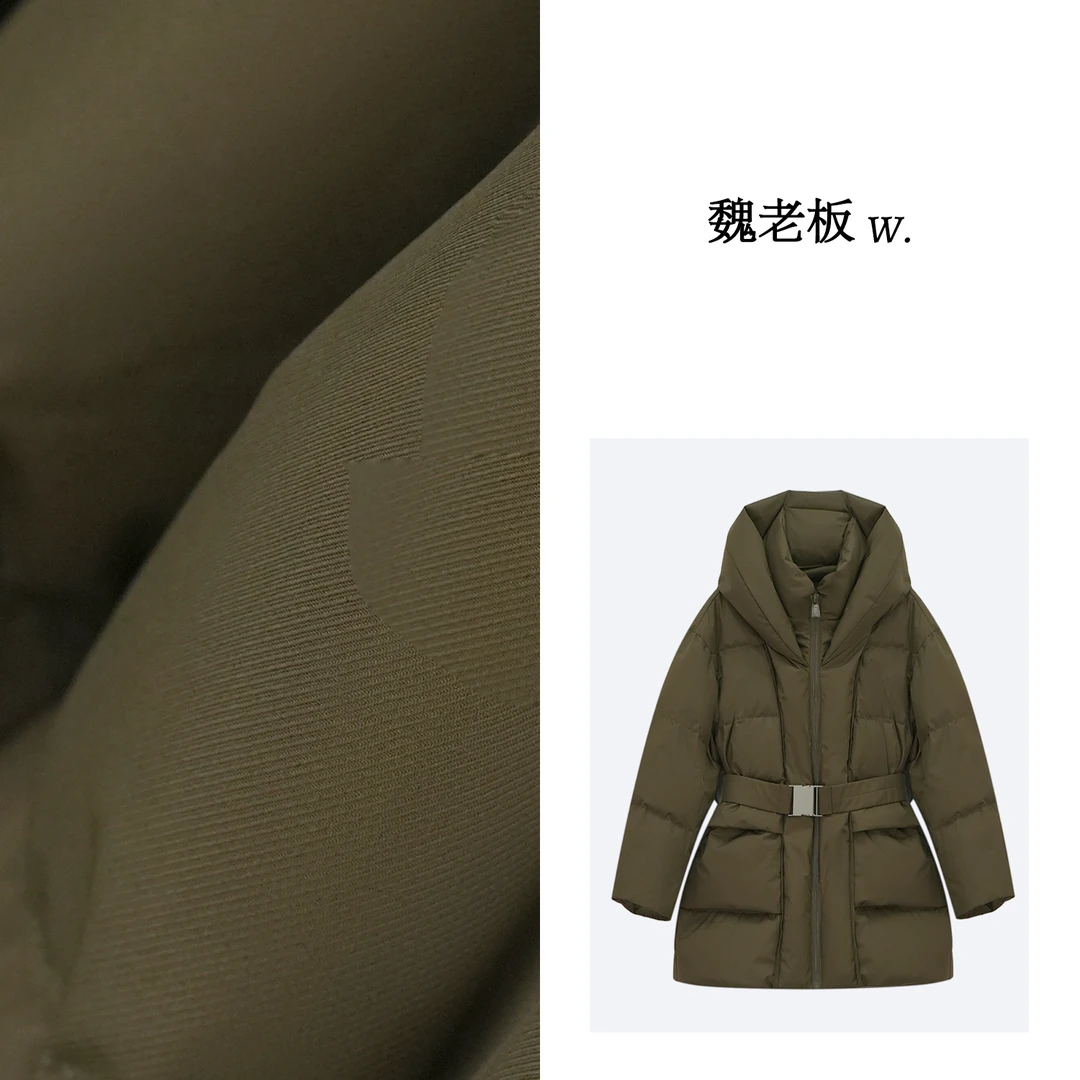 yangeer/艳歌尔【踏雪寻梅】90鹅绒长袖配腰带中长鹅绒服4C1729980