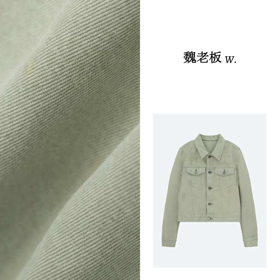 yangeer/艳歌尔【楼兰】100棉做旧洋气百搭纽扣牛仔外套女1CDM21350