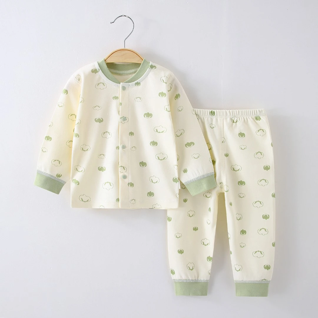 婴儿衣服春秋开衫套装纯棉无骨内衣宝宝秋衣秋裤分体冬季打底睡衣
