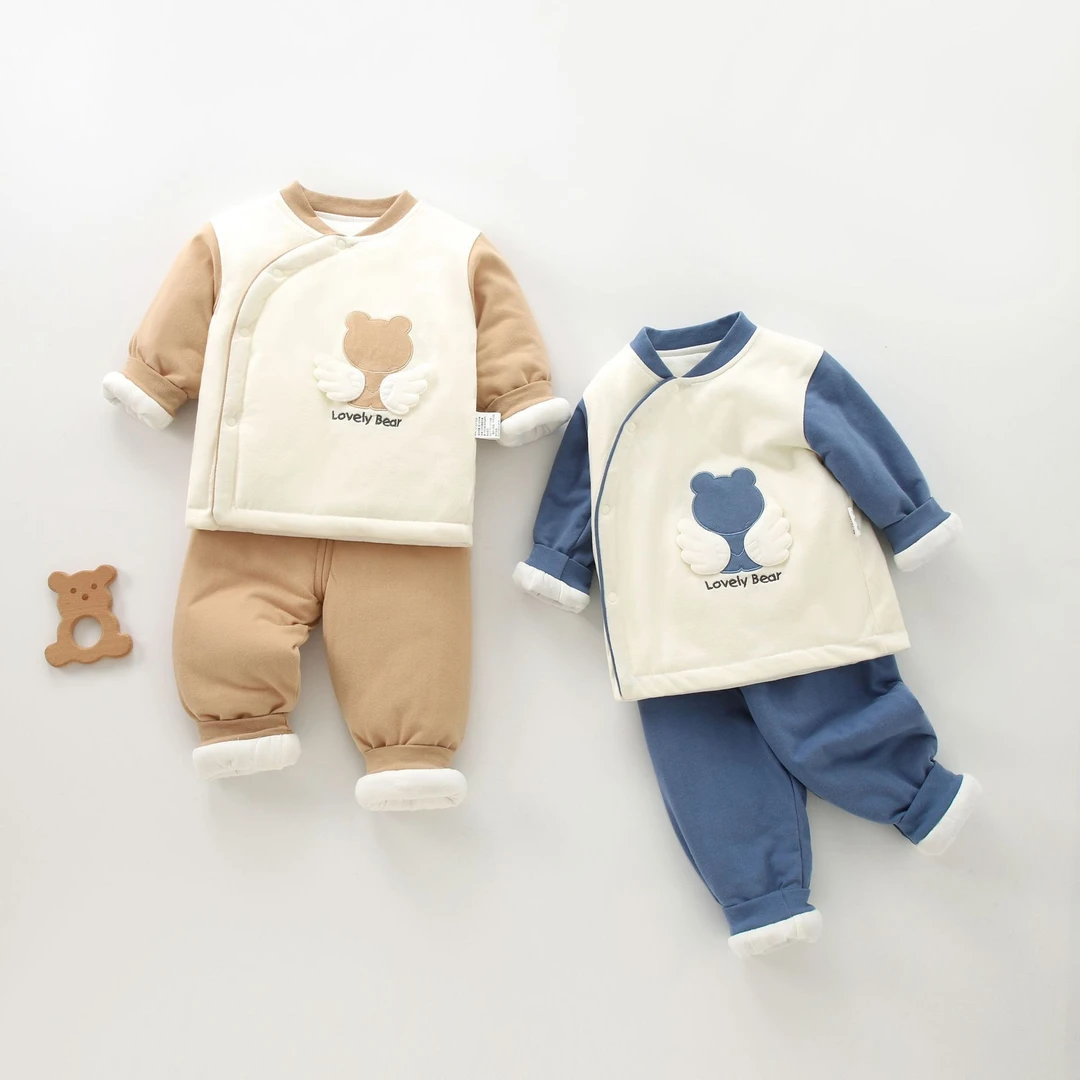 婴儿棉服冬季纯棉无骨A类春秋夹棉外套宝宝棉衣棉裤保暖加厚棉袄
