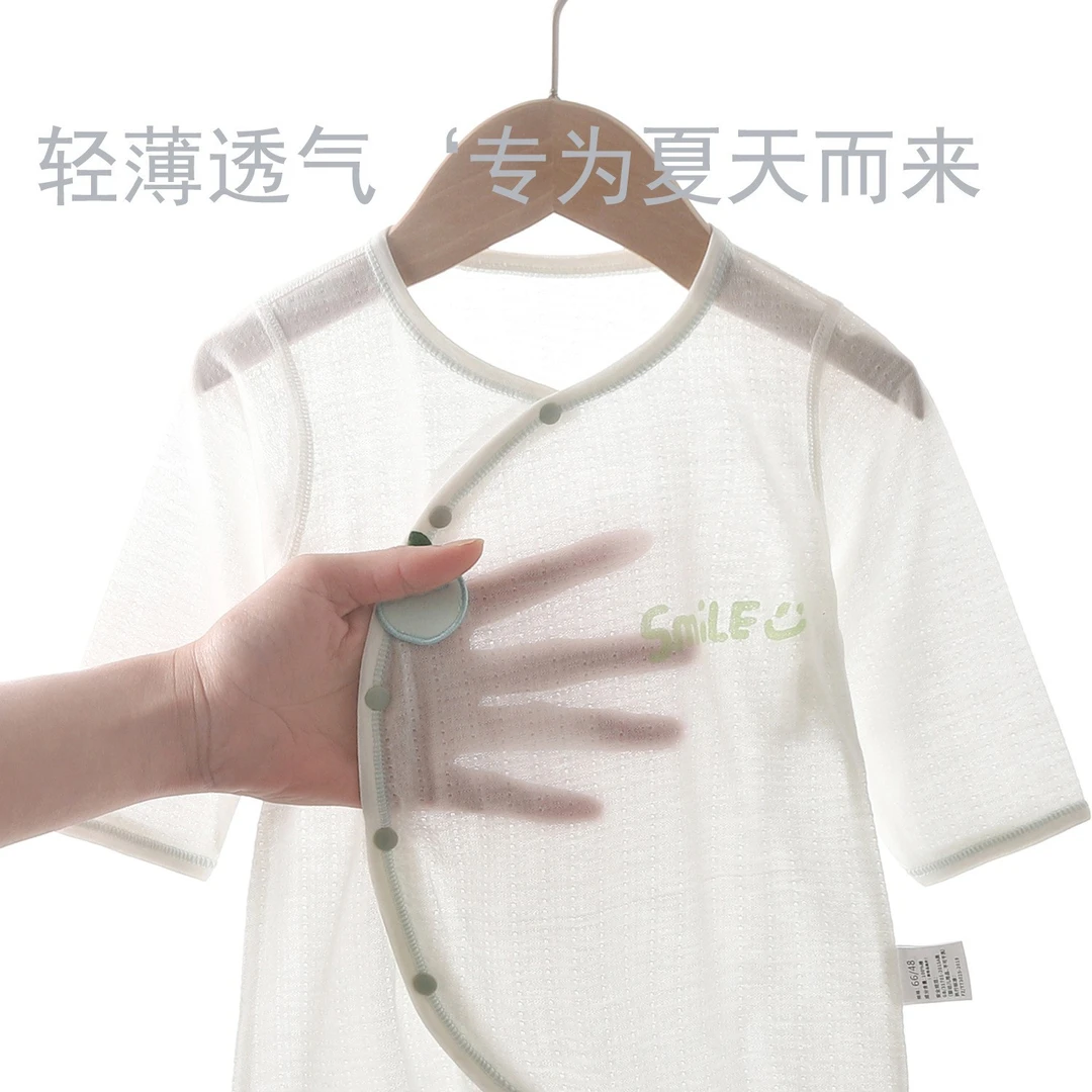 婴儿连体衣夏季夏天初宝宝蝴蝶哈衣空调服纯棉无骨爬服新生儿衣服