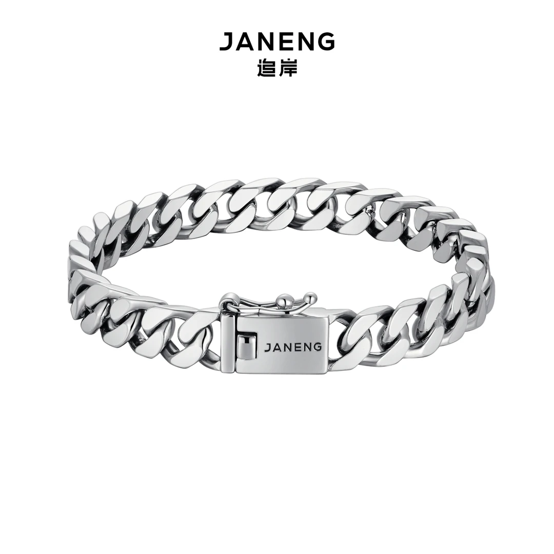 追岸/JANENG 925银手链 马鞭手链高街黑人嘻哈风格搭配古巴链百搭
