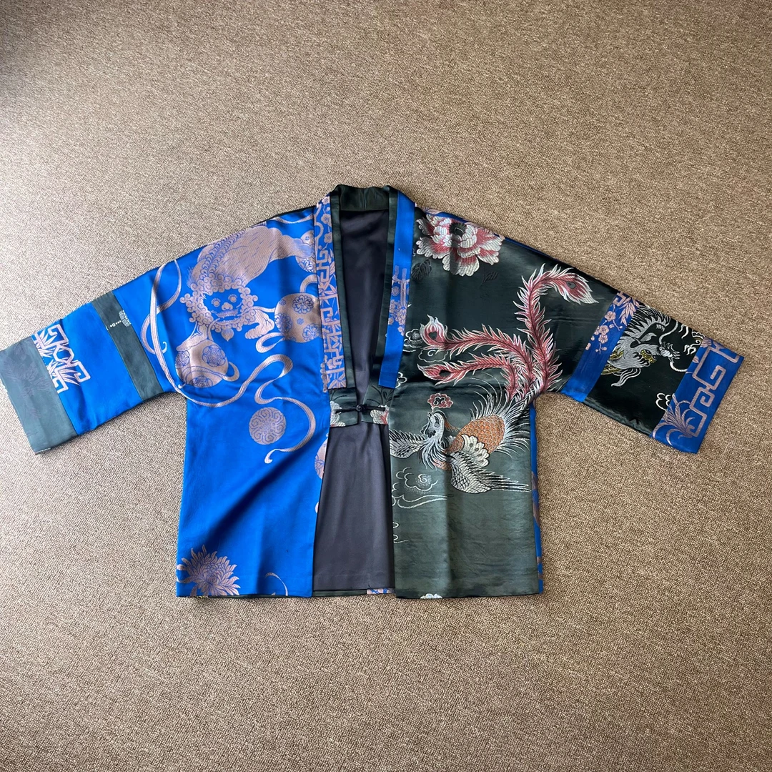 【真丝老织锦汉服】复古女士拼色汉服（老织锦有岁月痕迹介意勿拍）