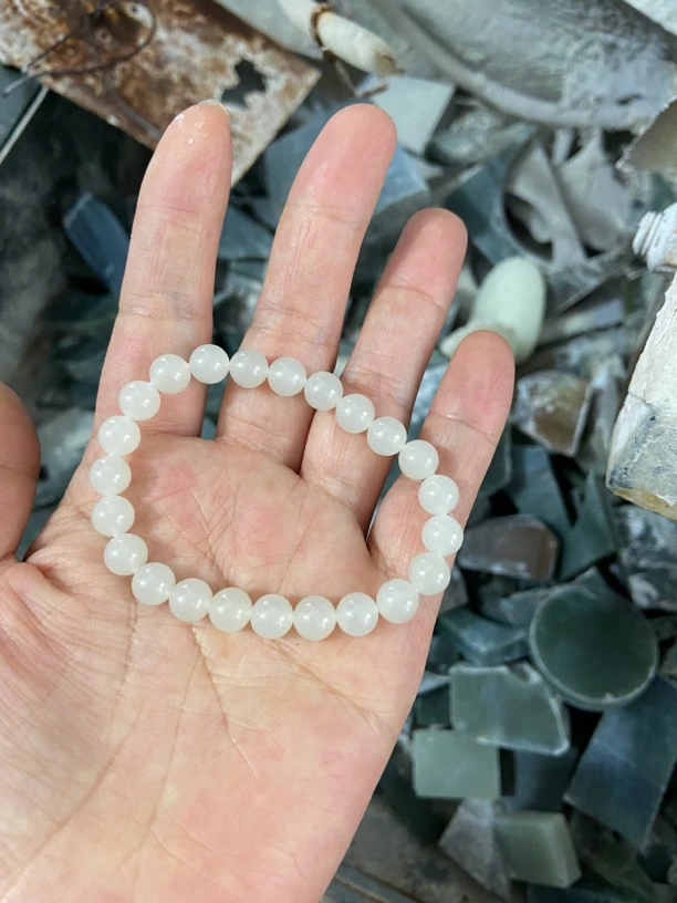 和田玉白玉手串8mm