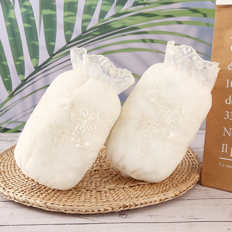 冬袖套女款秋冬季网纱薄款双层花边短款2025羽绒服专用耐脏防污套