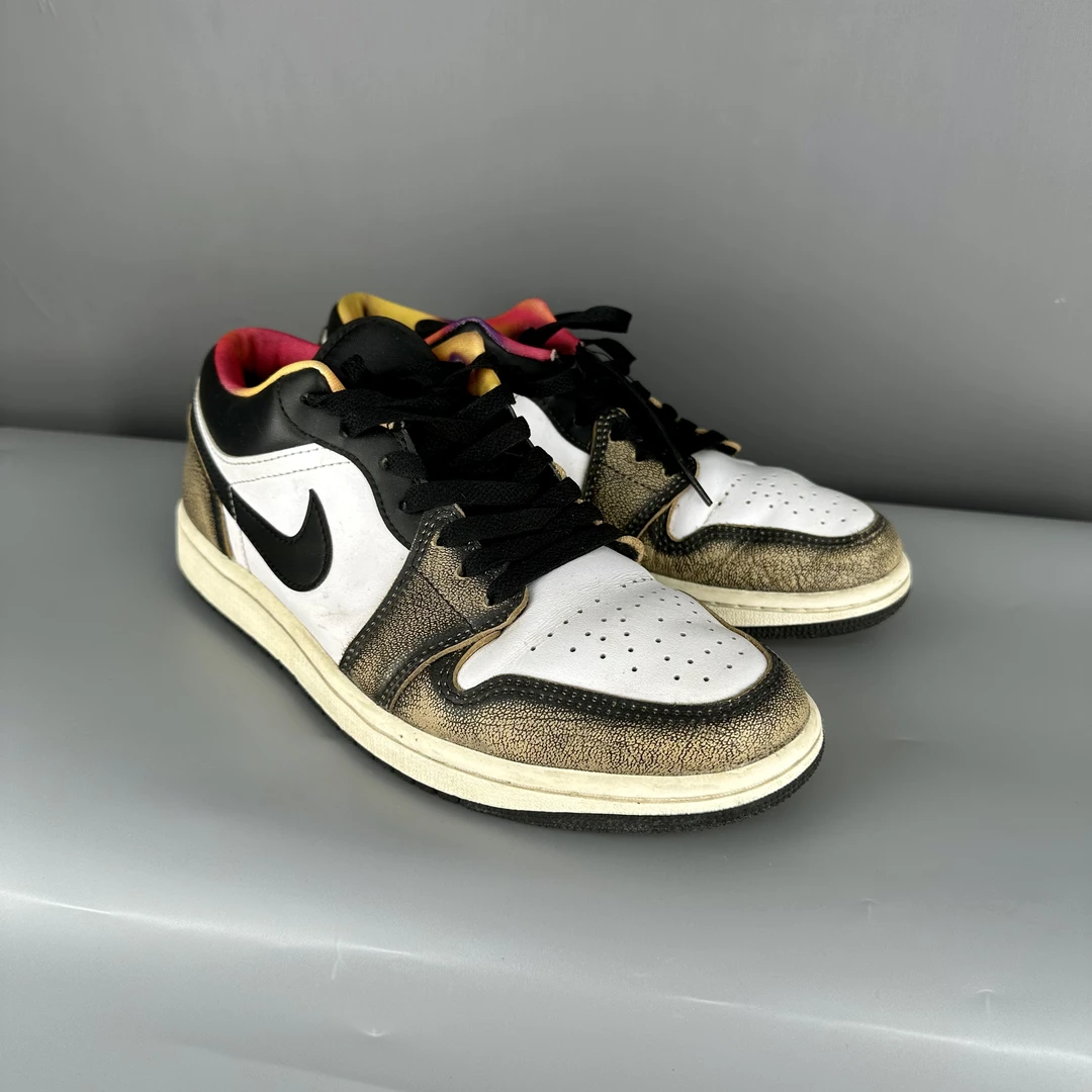 Jordan Air Jordan 1 Low 'Wear Away'  复古篮球鞋 黑白黄40.5