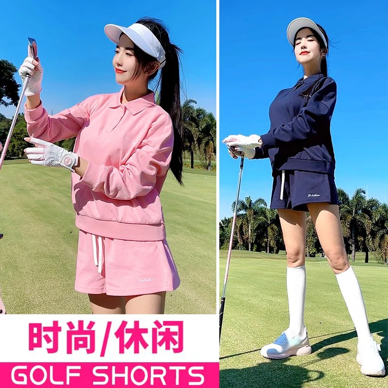 PGM 高尔夫服装女款长袖翻领弹力舒适时尚POLO领上衣韩版运动短裤