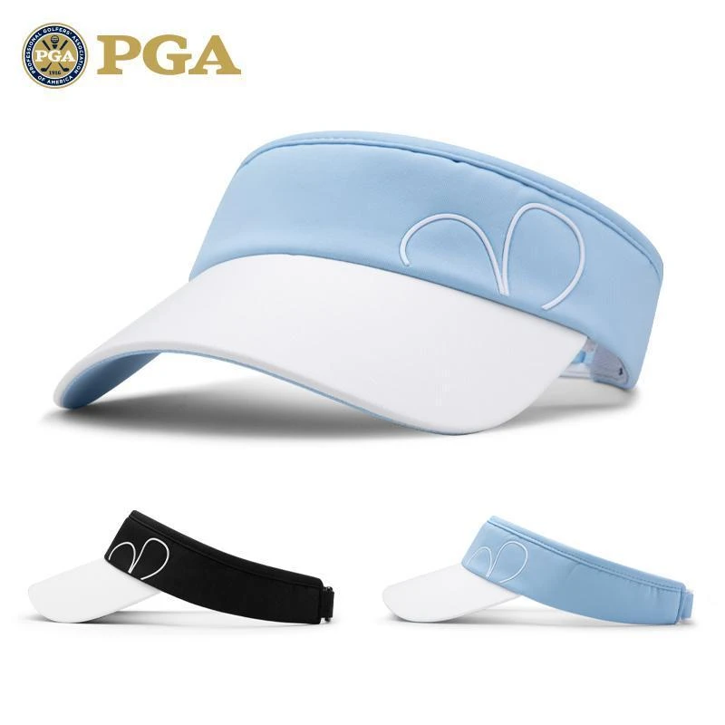 美国PGA 新品 高尔夫女士帽子 球帽 无顶透气防晒帽 吸汗鸭舌帽